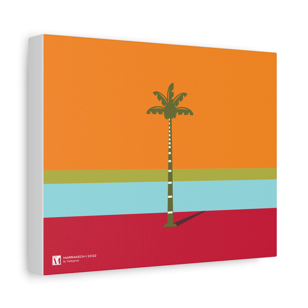 Marrakech, Minimal Palm Tree Wall Canvas — Retro Sunset Tropical Art