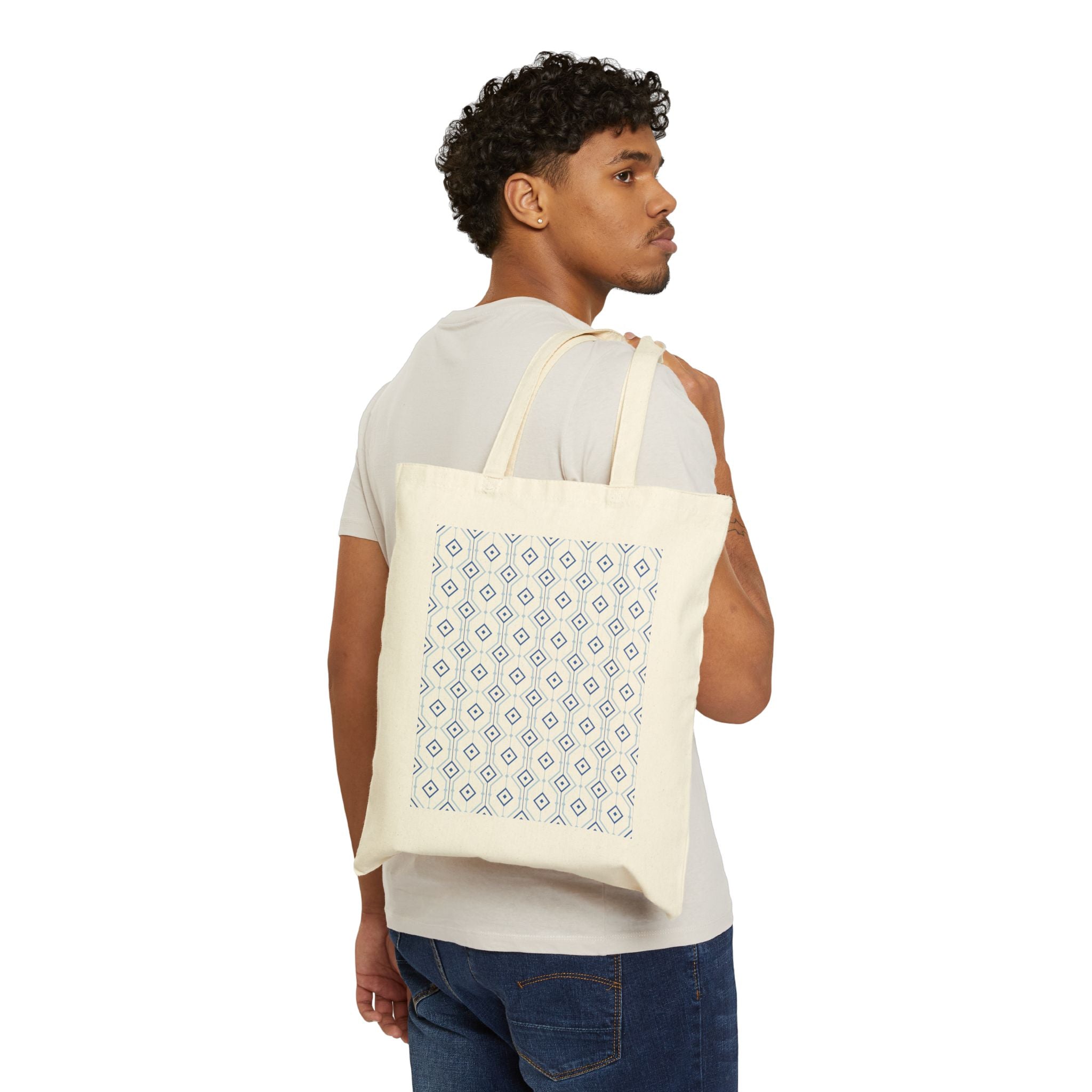 Caeruleum — Printed Cotton Tote Bag Moroccan Inspired Design