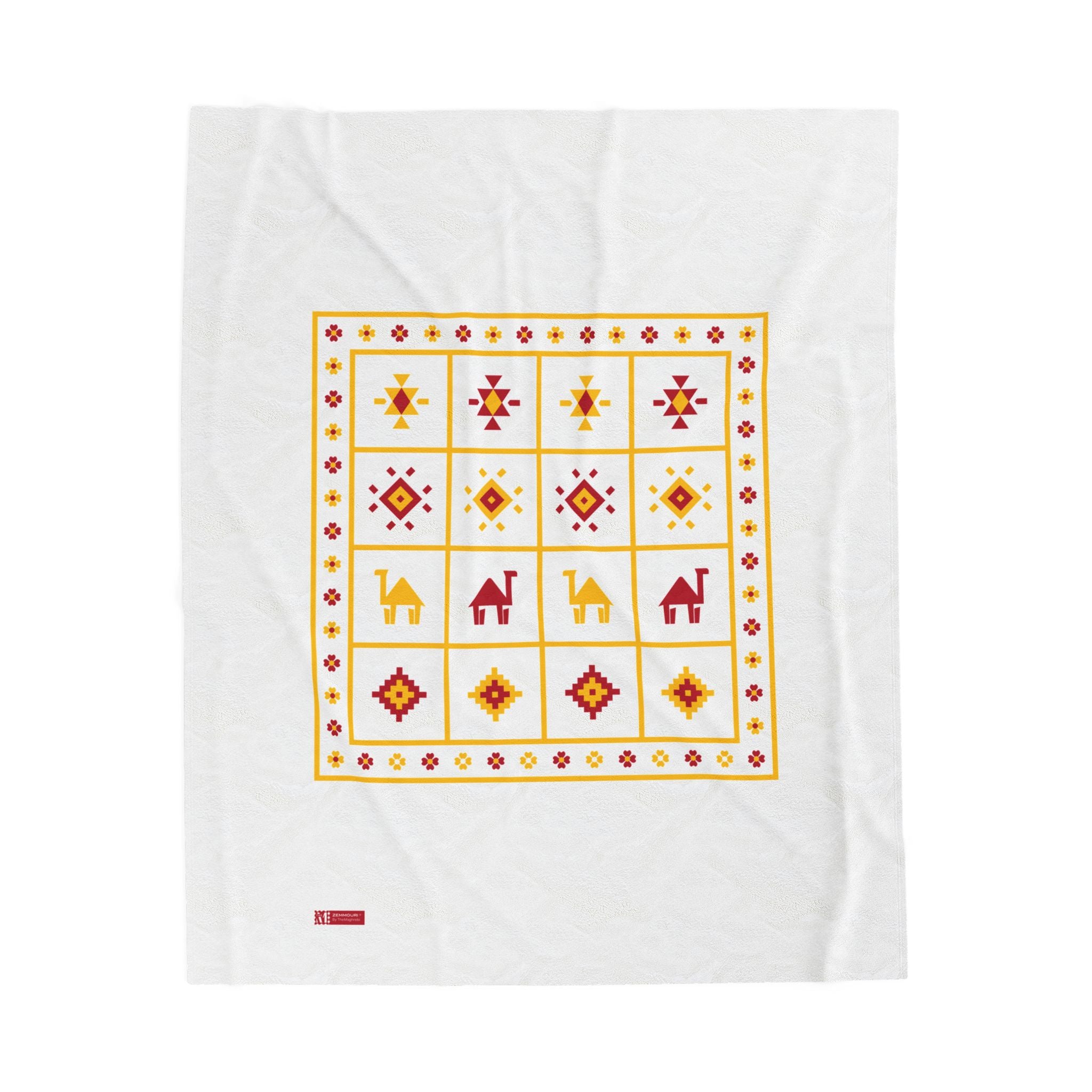 Zemmouri – Couverture en peluche au design berbère marocain traditionnel et authentique