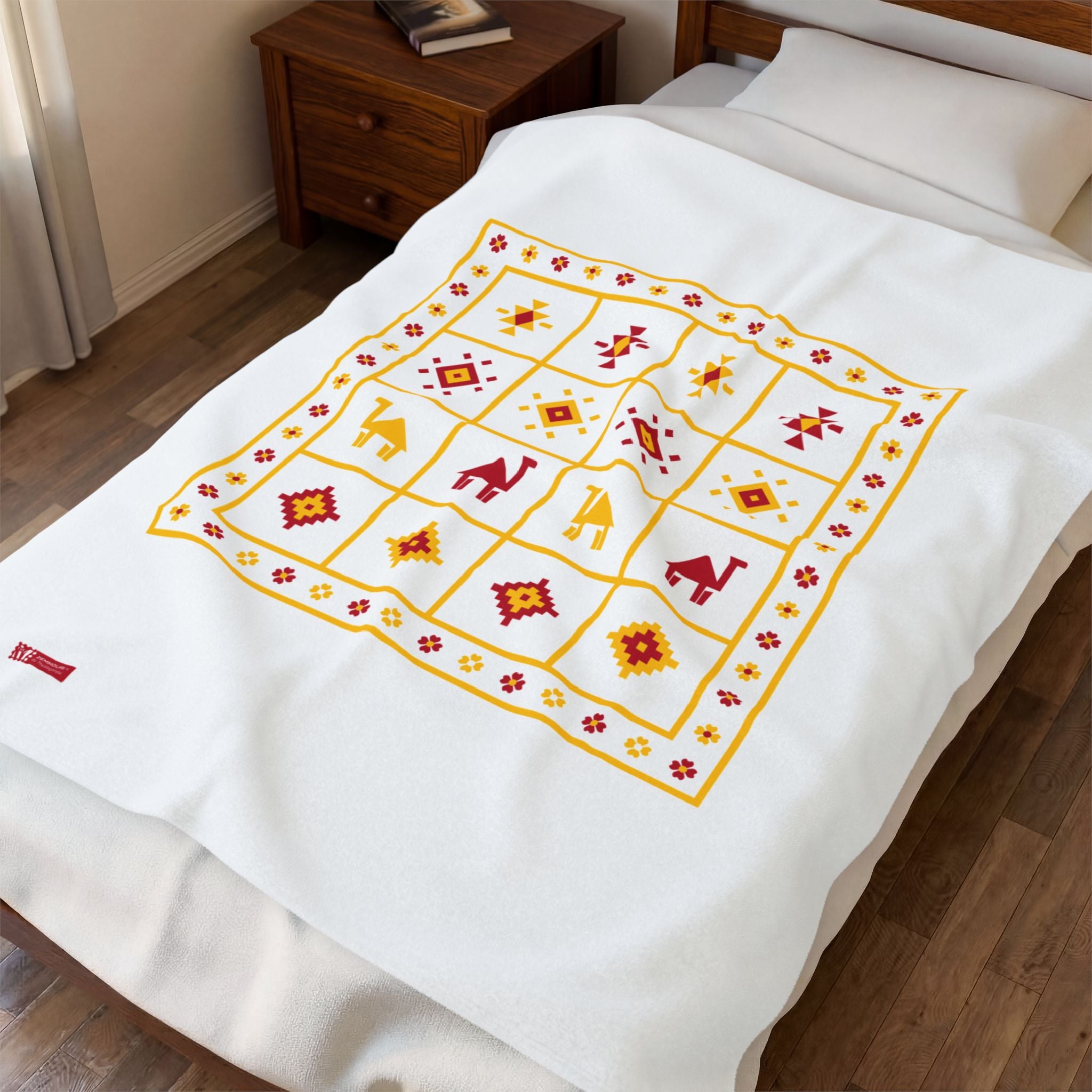 Zemmouri – Couverture en peluche au design berbère marocain traditionnel et authentique