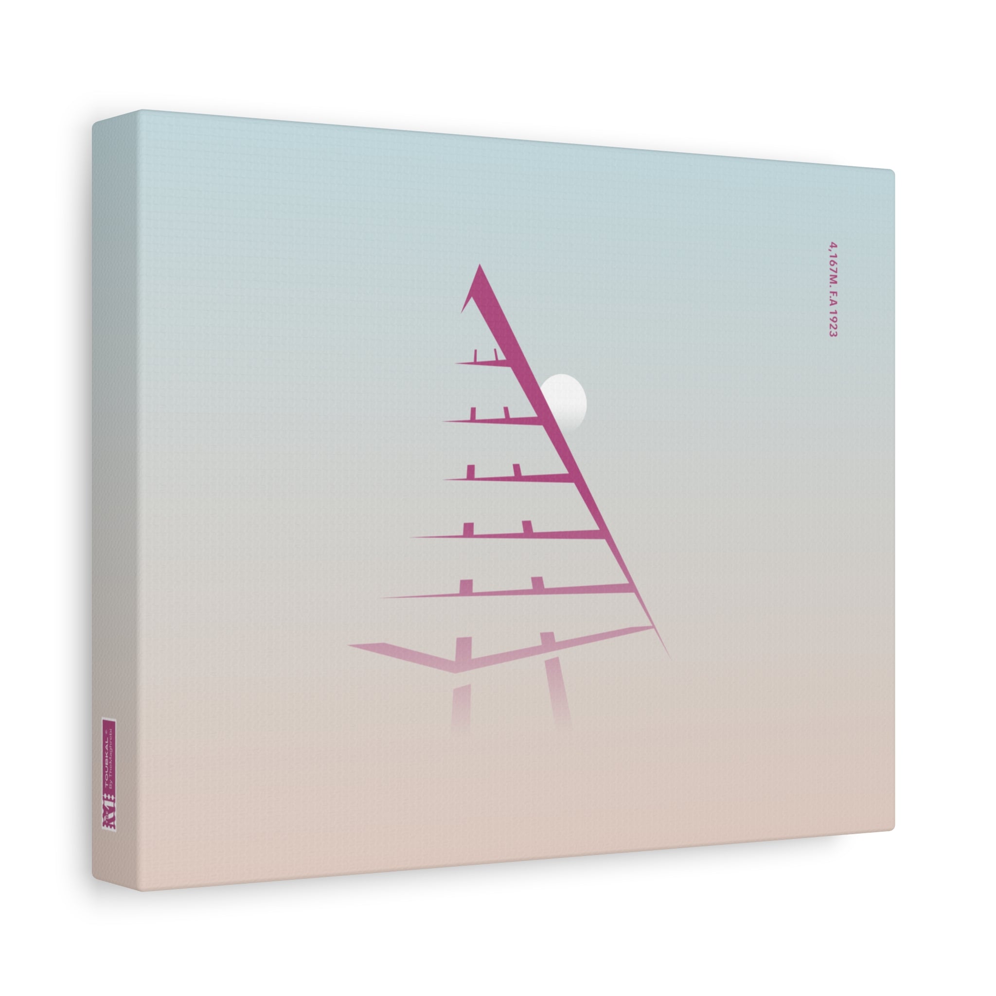 Toubkal — Sommet de l'Atlas minimalistique avec point de triangulation élevée, décoration murale