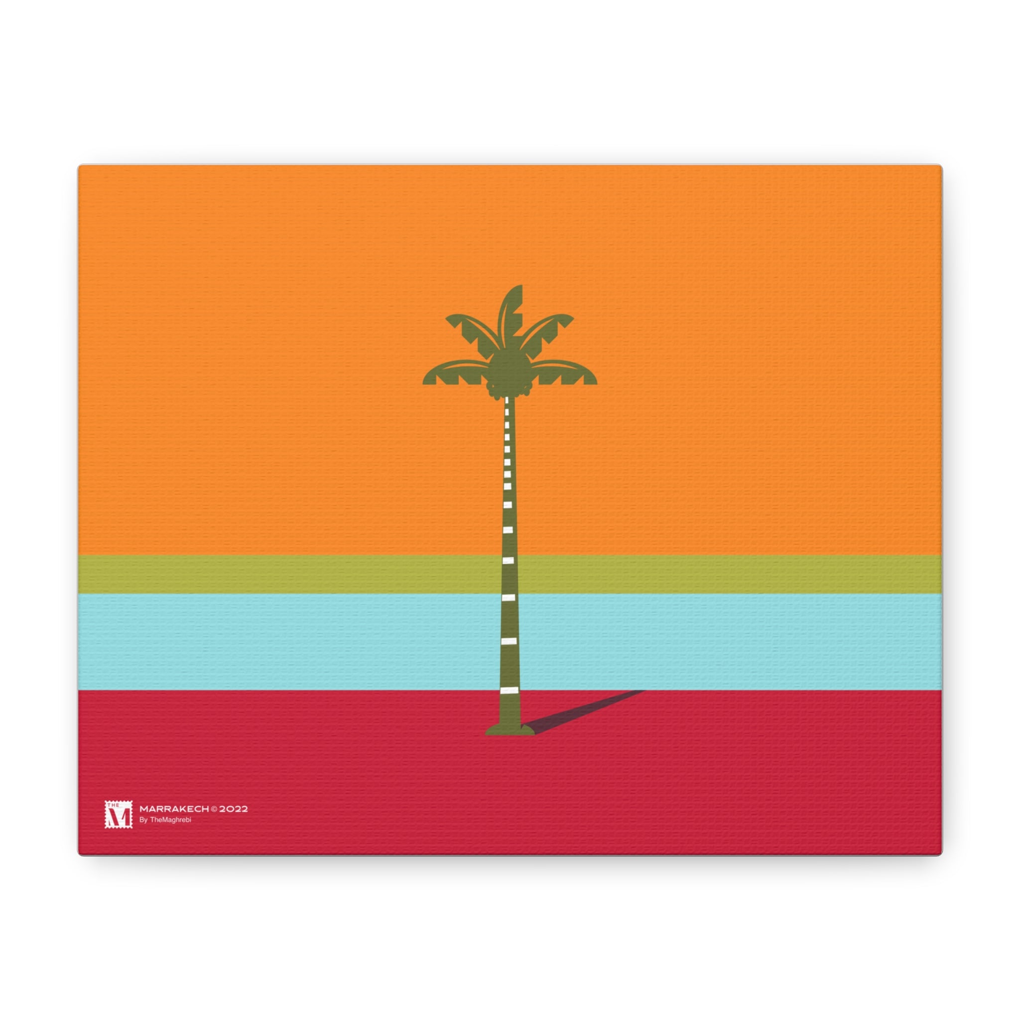 Marrakech, Minimal Palm Tree Wall Canvas — Retro Sunset Tropical Art