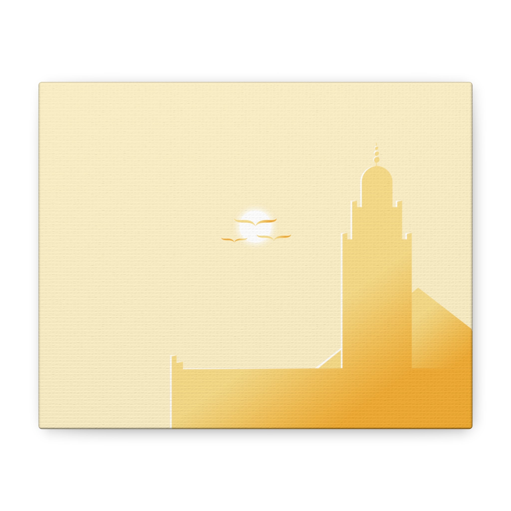 Adhan — Art mural islamique minimaliste paysage de mosquée au coucher du soleil