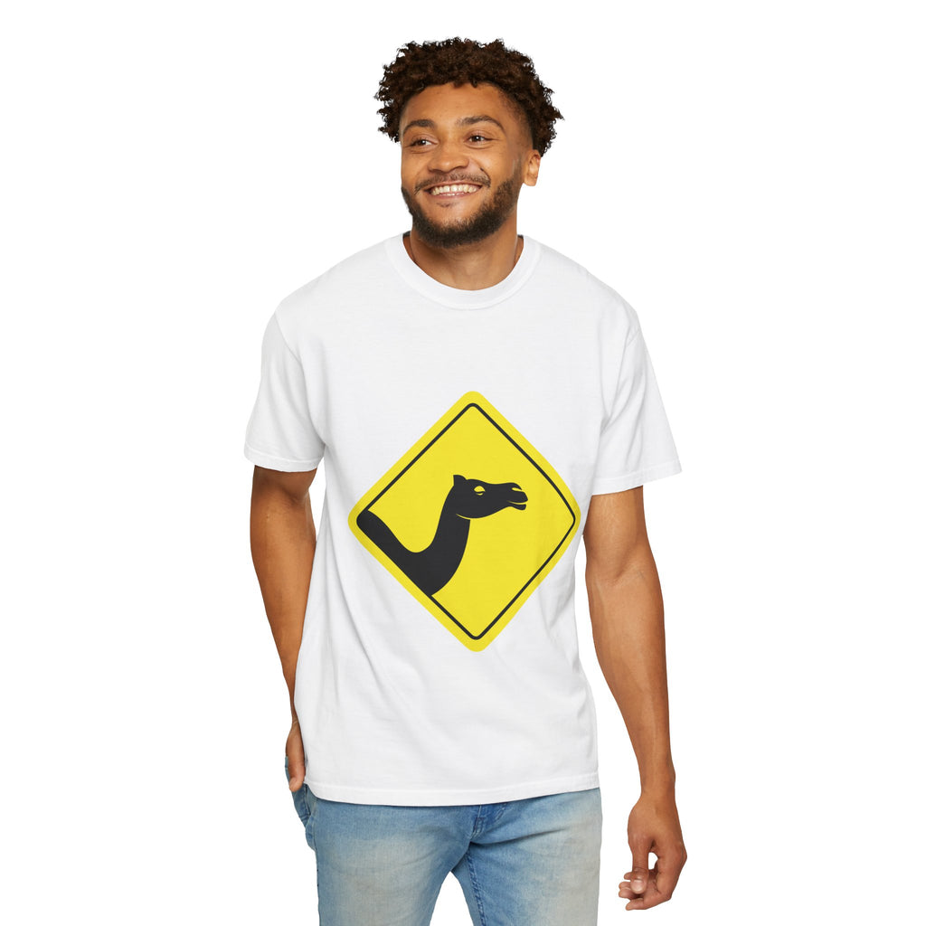 Saharan — Camel Crossing Road Sign Graphic T‑Shirt