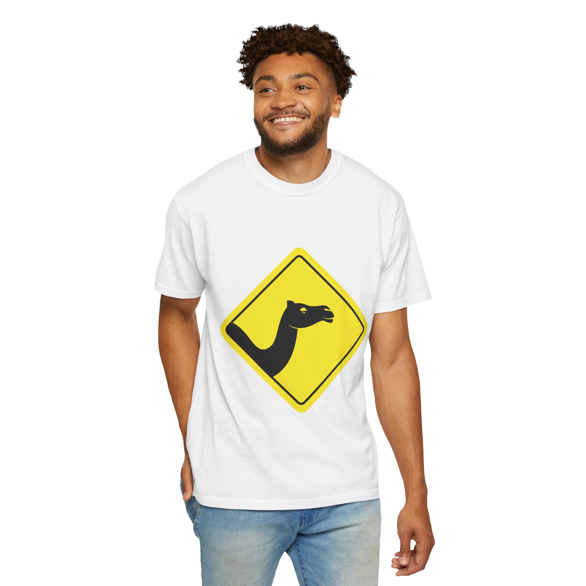 Saharan — Camel Crossing Road Sign Graphic T‑Shirt