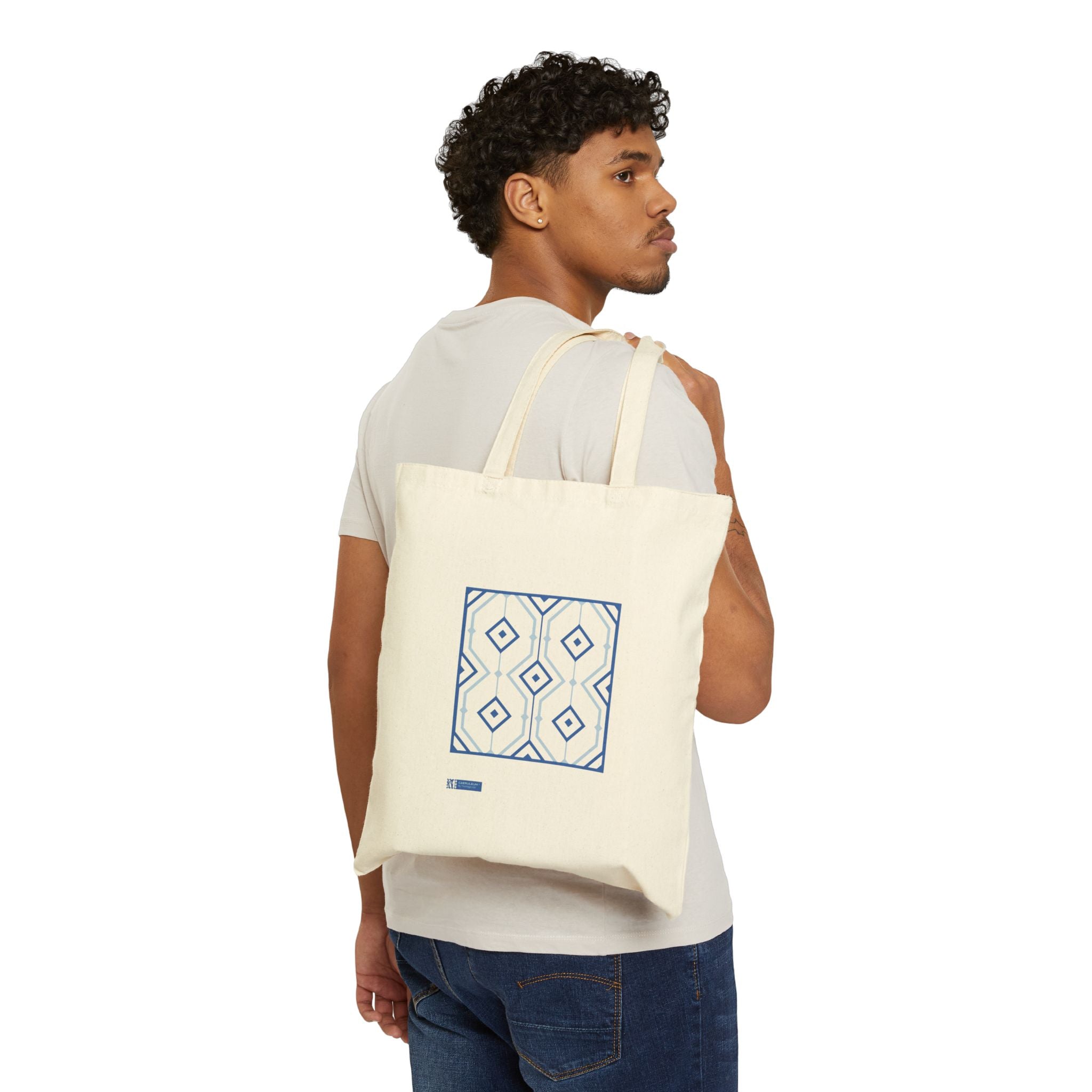 Caeruleum — Printed Cotton Tote Bag Moroccan Inspired Design