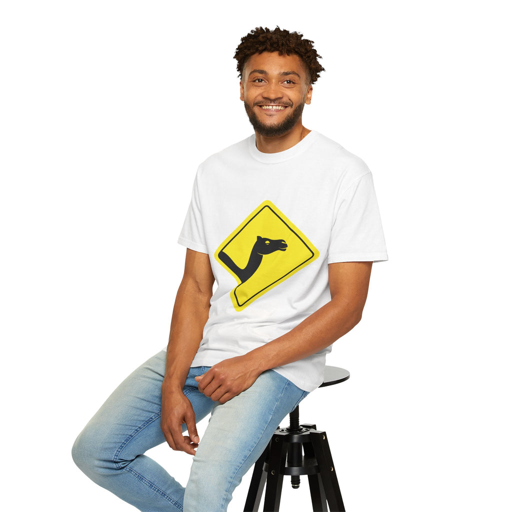 Saharan — Camel Crossing Road Sign Graphic T‑Shirt