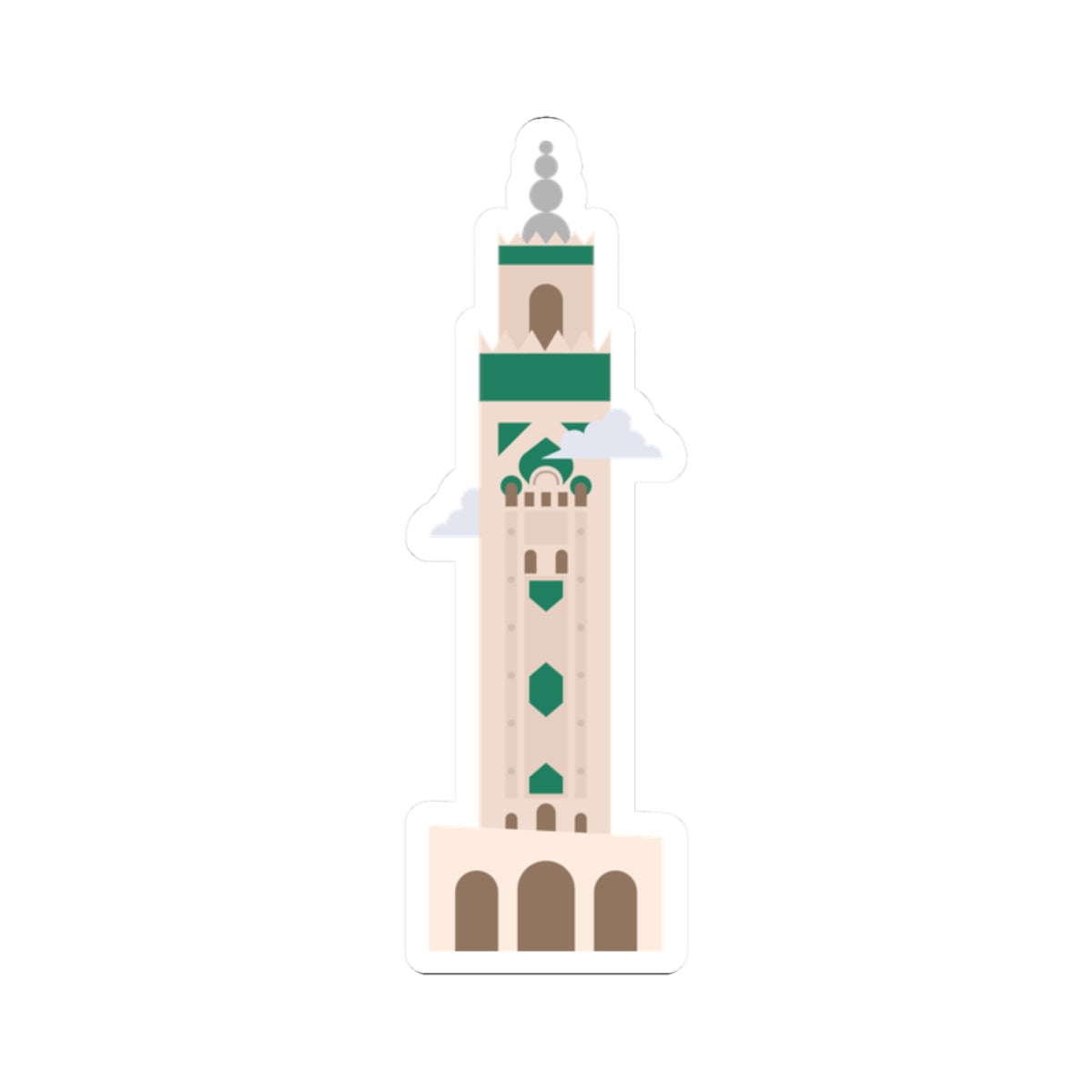 Tour de la mosquée de Casablanca - Autocollant d'architecture islamique de minaret