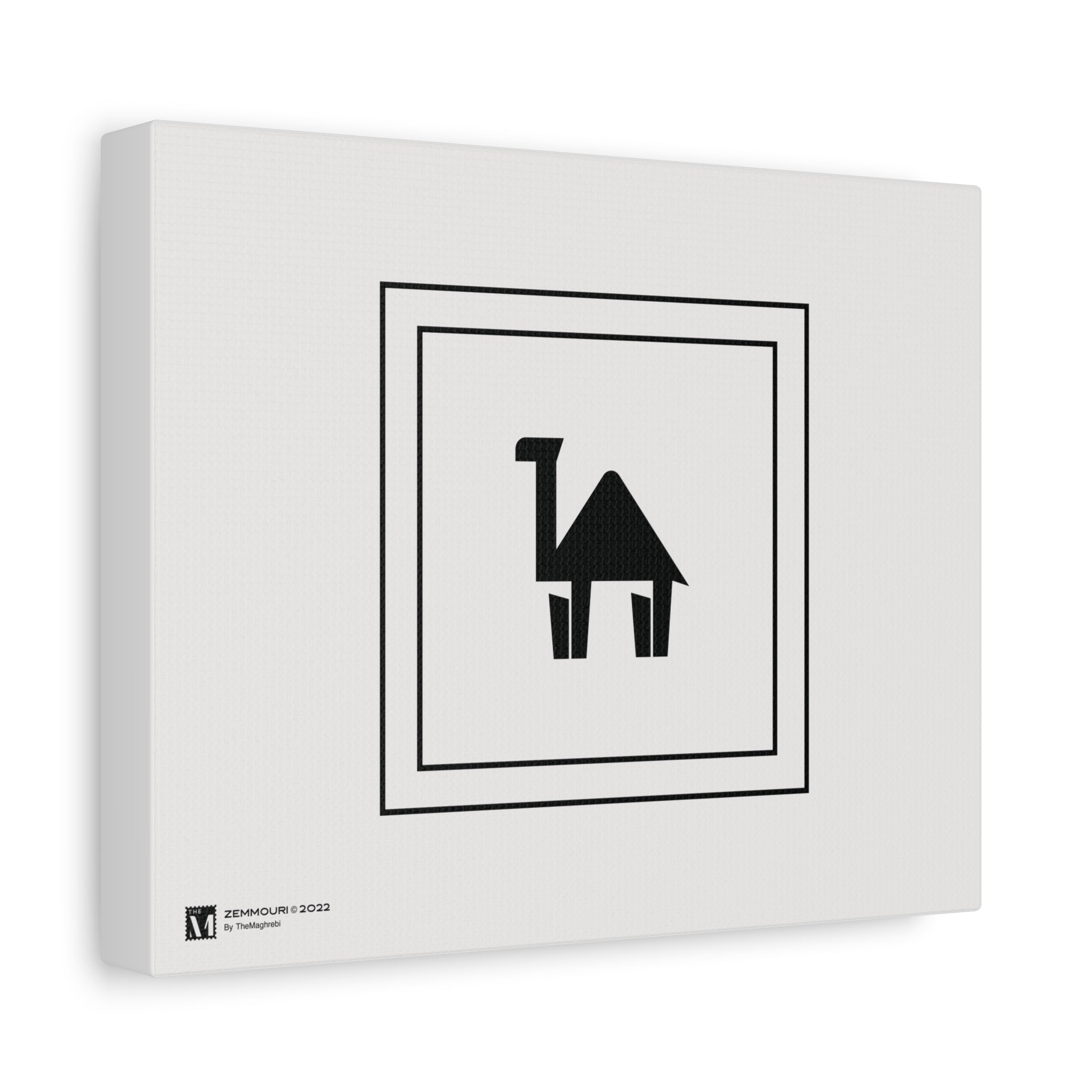 Zemmouri, Minimalist Black Camel Canvas Art — Stretched Matte Wall Decor